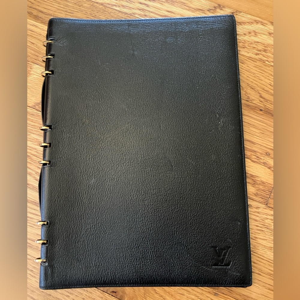 Louis Vuitton Black Leather Cover with Gold Accents